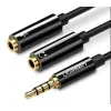 Cablu audio Ugreen AV141 stereo 3.5 mm jack (T) la 2 x 3.5 mm jack (M) 0.20m negru