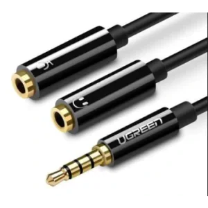 Cablu audio Ugreen AV141 stereo 3.5 mm jack (T) la 2 x 3.5 mm jack (M) 0.20m negru