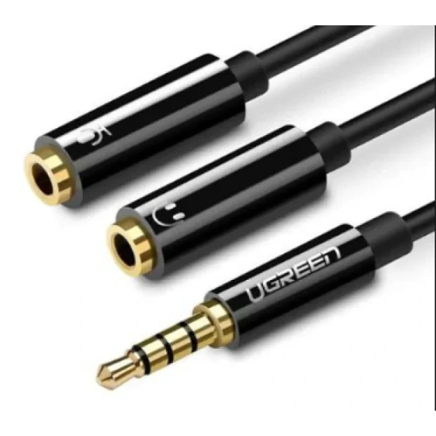 Cablu audio Ugreen AV141 stereo 3.5 mm jack (T) la 2 x 3.5 mm jack (M) 0.20m negru