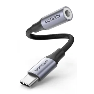 Cablu audio Ugreen AV161 USB Type-C (T) la 3.5 mm jack (M) 15cm gri