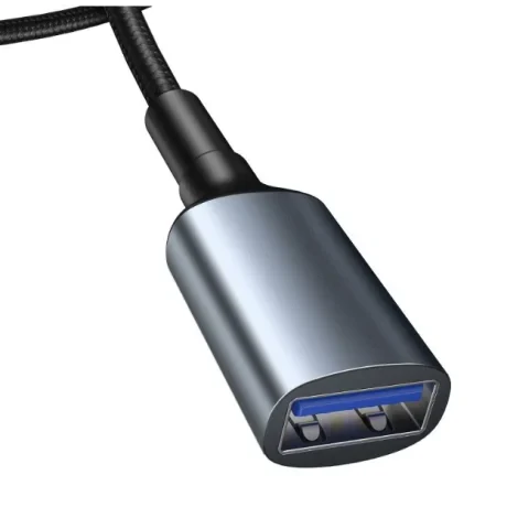 Cablu USB Baseus prelungitor USB3.0(T) la USB3.0(M) 2A brodat 1m Gri