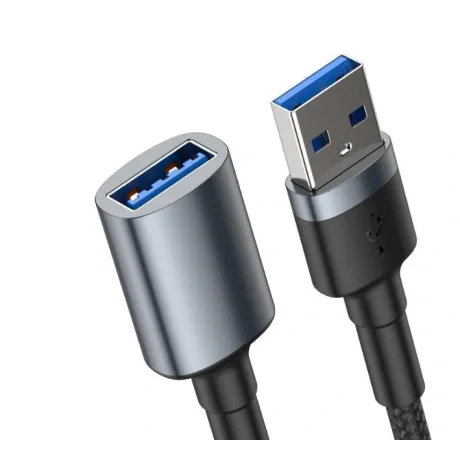 Cablu USB Baseus prelungitor USB3.0(T) la USB3.0(M) 2A brodat 1m Gri