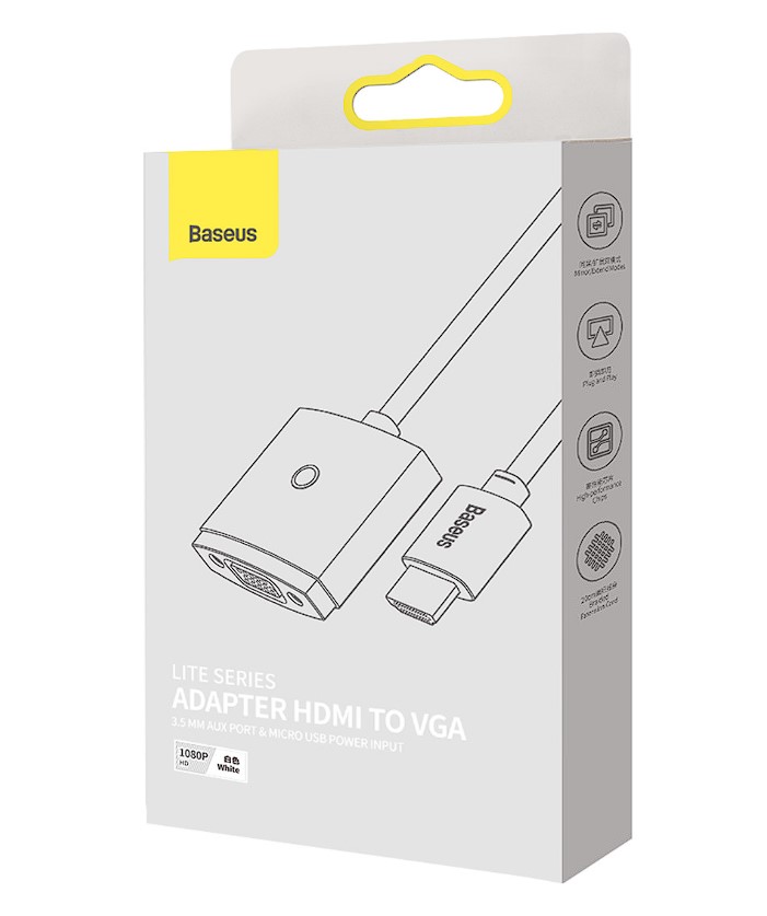 Cablu Video Baseus Lite HDMI (T) la 1 x VGA (M) 0.20m Alb thumb