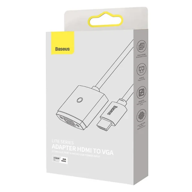 Cablu Video Baseus Lite HDMI (T) la 1 x VGA (M) 0.20m Alb