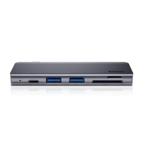 Docking Station Baseus conectare PC USB Type-C USB 3.0 x 2 USB Type C x 1 PD 20V 3A Card reader SD x 1 micro SD x 1 Gri