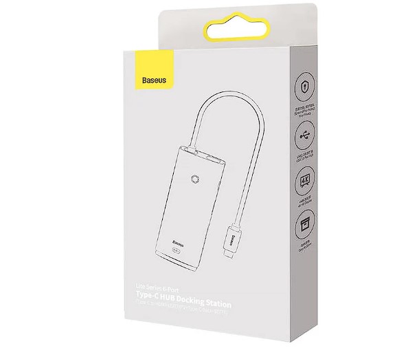 Docking Station Baseus Lite conectare PC USB Type-C USB 3.0 x 2 USB Type C x 1 HDMI x 1 Alb thumb