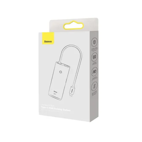 Docking Station Baseus Lite, conectare PC USB Type-C USB 3.0 x 2 USB Type C x 1 PD HDMI x 1 Alb