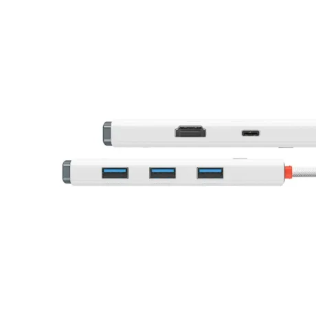 Docking Station Baseus Lite conectare PC USB Type-C USB 3.0 x 3 USB Type C x 1 PD 20V/5A HDMI x 1 Alb