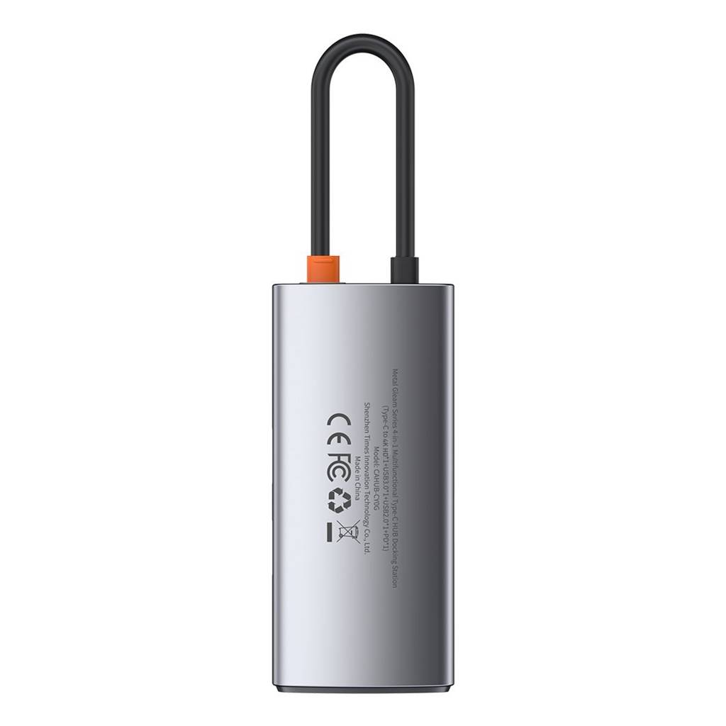 Docking Station Baseus Metal Gleam conectare PC USB Type-C USB 3.0 x 1 USB 2.0 x 1 USB Type C x 1 PD 100W 5A HDMI x 1 Gri thumb
