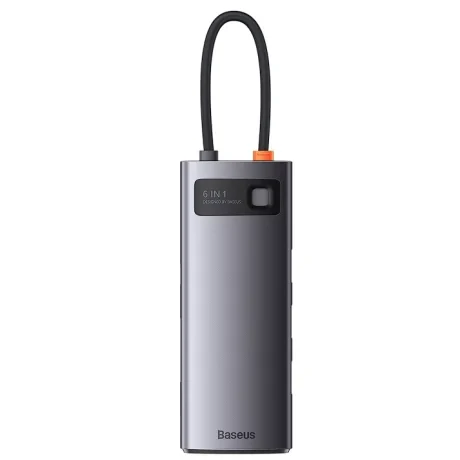 Docking Station Baseus Metal Gleam conectare PC USB Type-C USB 3.0 x 3 USB Type C x 1 PD 5A card reader SD/microSD Gri
