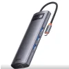 Docking Station Baseus Metal Gleam conectare PC USB Type-C USB 3.0 x 3 VGA x 1 USB Type C x 1 PD 5A HDMI x 1 card reader SD/microSD Gri
