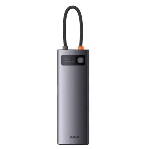 Docking Station Baseus Metal Gleam conectare PC USB Type-C USB 3.0 x 3 VGA x 1 USB Type C x 1 PD 5A HDMI x 1 card reader SD/microSD Gri