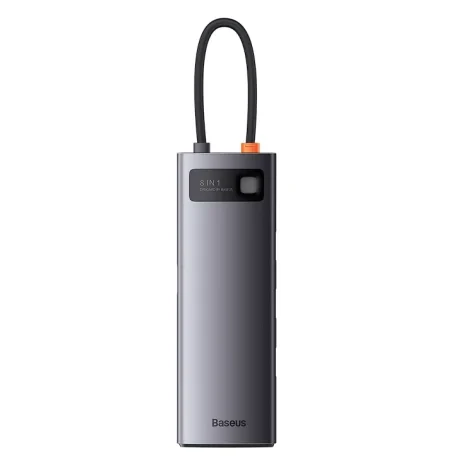 Docking Station Baseus Metal Gleam conectare PC USB Type-C USB 3.0 x 3 VGA x 1 USB Type C x 1 PD 5A HDMI x 1 card reader SD/microSD Gri