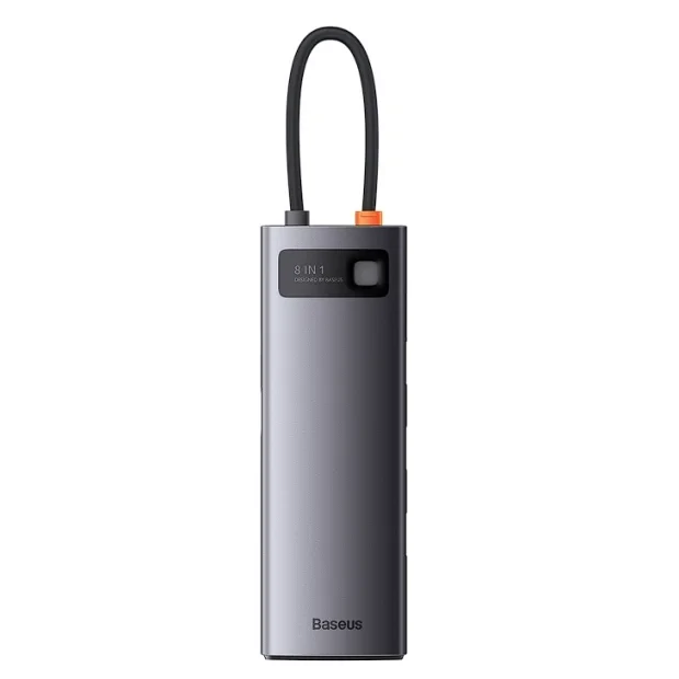 Docking Station Baseus Metal Gleam conectare PC USB Type-C USB 3.0 x 3 VGA x 1 USB Type C x 1 PD 5A HDMI x 1 card reader SD/microSD Gri