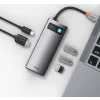 Docking Station Baseus Metal Gleam Series 5-in-1 conectare PC USB Type-C USB 3.0 x 3 USB Type C x 1 PD 100W 5A HDMI x 1 Gri