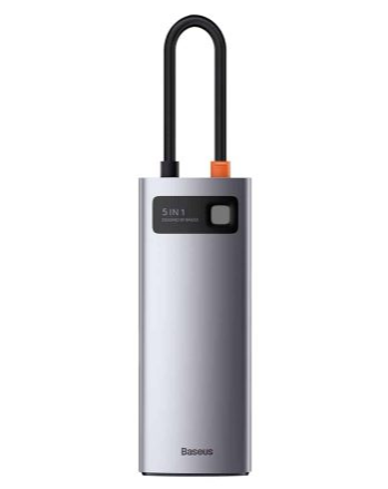 Docking Station Baseus Metal Gleam Series 5-in-1 conectare PC USB Type-C USB 3.0 x 3 USB Type C x 1 PD 100W 5A HDMI x 1 Gri thumb