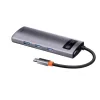 Docking Station Baseus Metal Gleam Series 5-in-1 conectare PC USB Type-C USB 3.0 x 3 USB Type C x 1 PD 100W 5A HDMI x 1 Gri