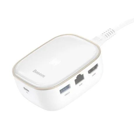 Docking Station Baseus Multifunctional conectare PC USB Type-C USB 3.0 x 2 USB Type-C x 1 PD 45W HDMI x 1 Alb