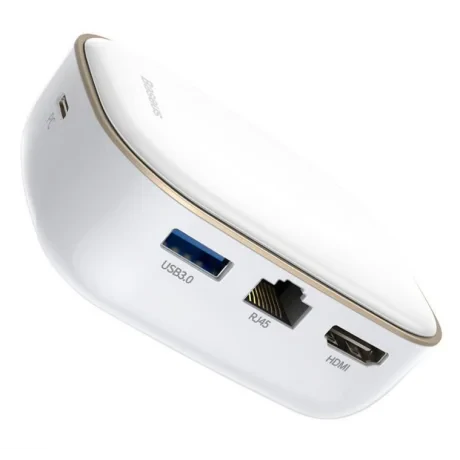 Docking Station Baseus Multifunctional conectare PC USB Type-C USB 3.0 x 2 USB Type-C x 1 PD 45W HDMI x 1 Alb