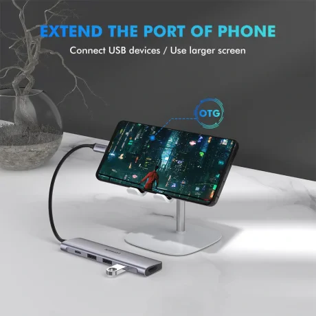 Docking station Ugreen CM136 conectare PC USB Type-C USB 3.0 x 3 gri