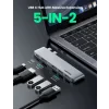 Docking station Ugreen CM251 conectare Macbook Pro / Macbook Air 2 x USB Type-c USB 3.0 x 3 gri