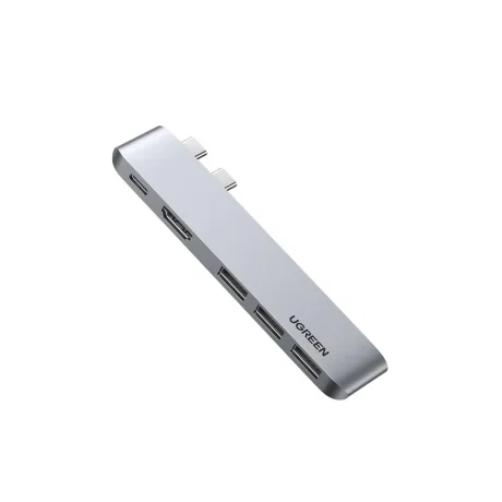 Docking station Ugreen CM251 conectare Macbook Pro / Macbook Air 2 x USB Type-c USB 3.0 x 3 gri