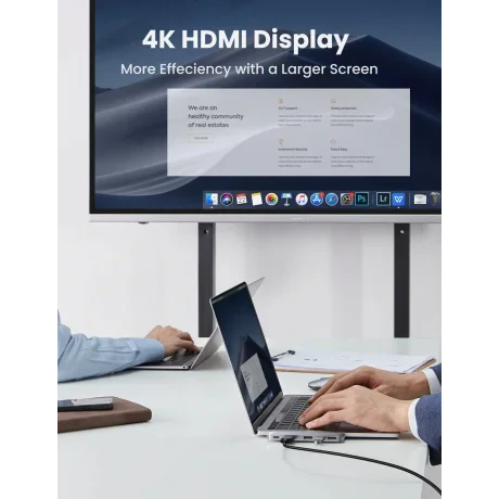 Docking station Ugreen CM251 conectare Macbook Pro / Macbook Air 2 x USB Type-c USB 3.0 x 3 gri