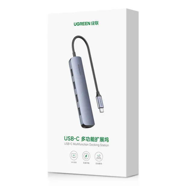 Docking Station Ugreen CM417 conectare PC USB Type-C USB 3.0 x4 gri