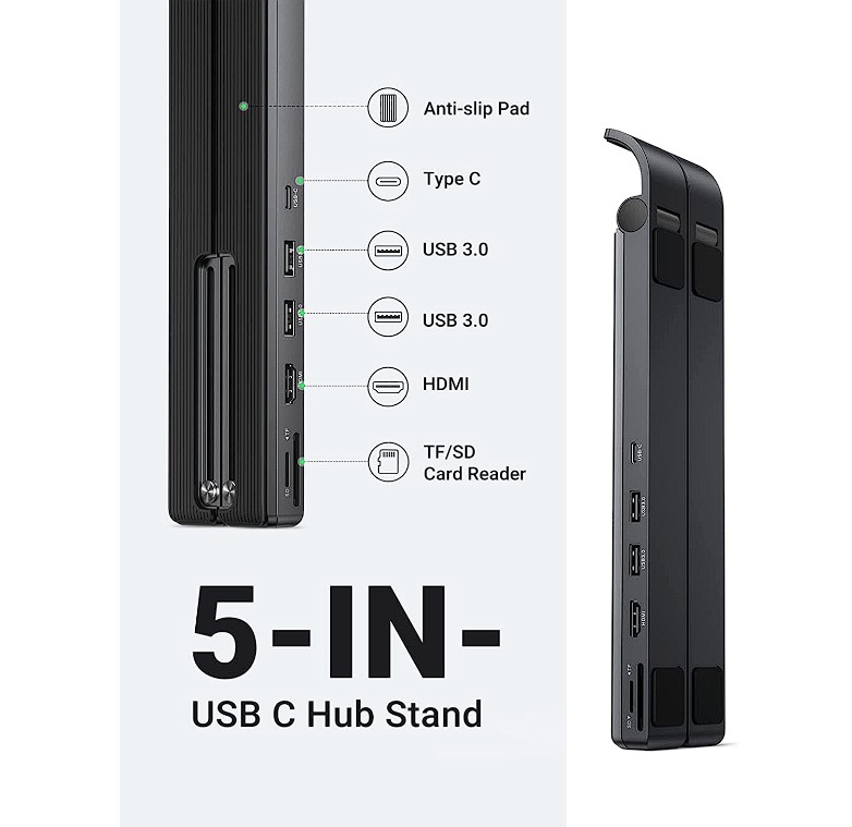 Docking Station Ugreen cu stand CM359 conectare PC prin USB Type-C porturi USB: USB 3.0 x 2 gri thumb