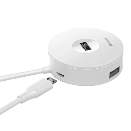 Hub Extern Baseus Airjoy USB 3.0 x 1 + USB 2.0 x 3 conectare prin USB 3.0 lungime Cablu 10 cm Alb