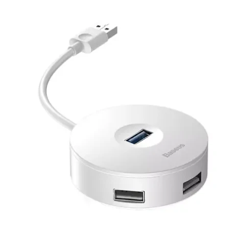 Hub Extern Baseus Airjoy USB 3.0 x 1 + USB 2.0 x 3 conectare prin USB 3.0 lungime Cablu 10 cm Alb