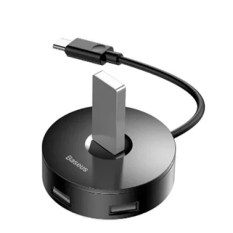 Hub Extern Baseus Airjoy USB 3.0 x 1 + USB 2.0 x 3 conectare prin USB Type-C lungime Cablu 10 cm Negru