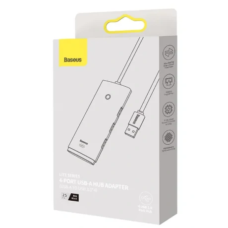 Hub Extern Baseus Lite USB 3.0 x 4 conectare prin USB 3.0 lungime 1m Negru