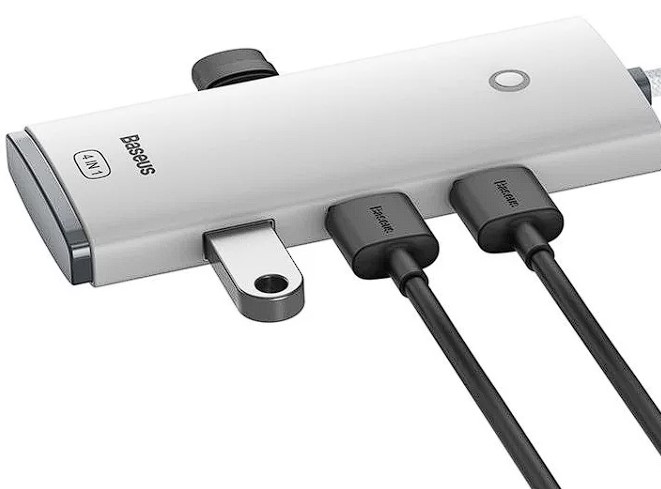Hub Extern Baseus Lite USB 3.0 x 4 conectare prin USB 3.0 lungime 2m Alb thumb
