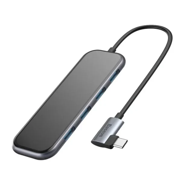Hub Extern Baseus Multi-Functional USB 3.0 x 4 + USB Type-C PC 20V/3A conectare prin Type-C Gri