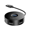 Hub Extern Baseus USB 3.0 x 1 + USB 2.0 x 3 conectare prin USB 3.0 Negru