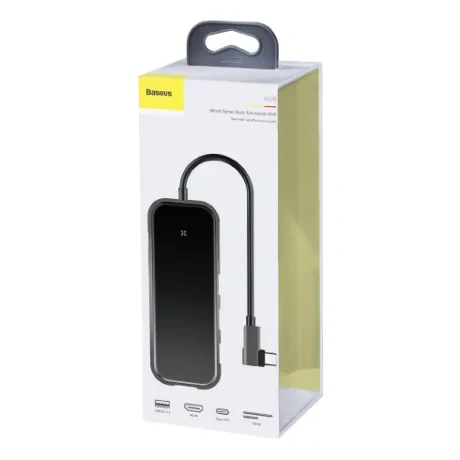 Hub Extern Baseus USB 3.0 x 3 + USB Type-C PD 60W 20V/3A conectare prin USB Type-C Gri