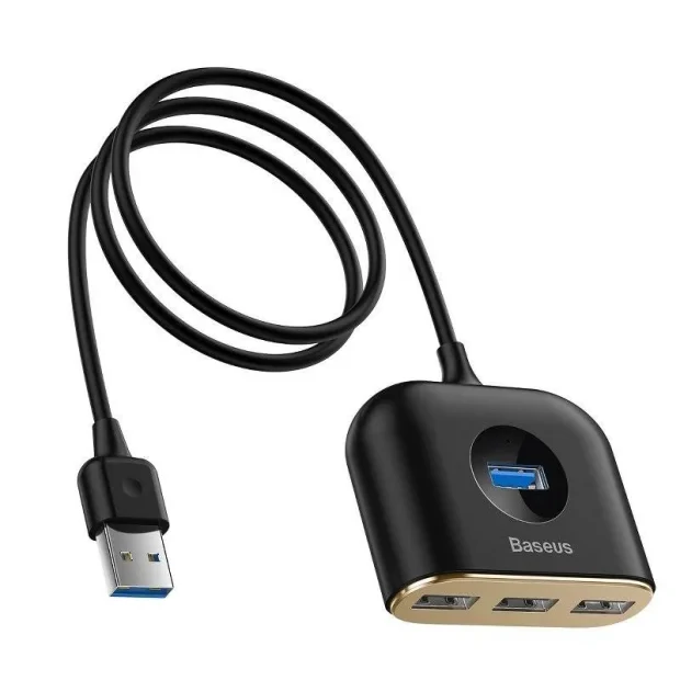 Hub Extern Baseus Square USB 3.0 x 1 + USB 2.0 x 3 conectare prin USB 3.0 lungime 1m Negru