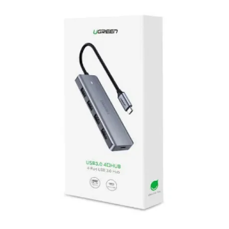 Hub extern Ugreen CM219 USB 3.0 x 4 conectare prin USB 15cm gri