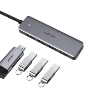 Hub extern Ugreen CM219 USB 3.0 x 4 conectare prin USB 15cm gri