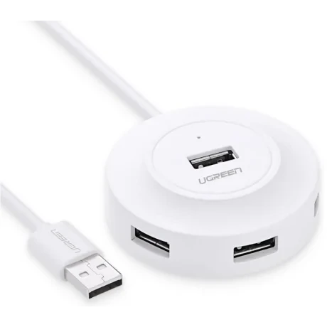 Hub extern Ugreen CR106 USB 2.0 x 4 conectare prin USB 2.0 1m alb