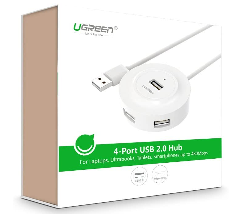 Hub extern Ugreen CR106 USB 2.0 x 4 conectare prin USB 2.0 1m alb thumb