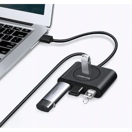 Hub extern Ugreen CR113 USB 3.0 x 4 conectare prin USB 3.0 0.5 m negru