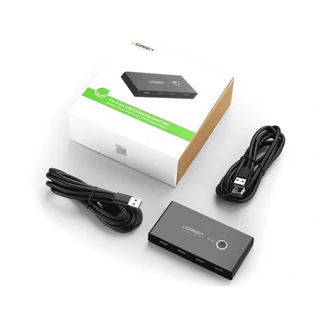 Hub extern Ugreen US216 USB 2.0 x 4 conectare prin 2 x USB 1.5m negru
