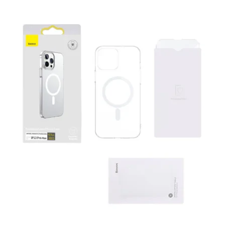 Set Husa Cover + Folie Sticla Baseus Crystal Magnetic pentru Iphone 13 Transparent