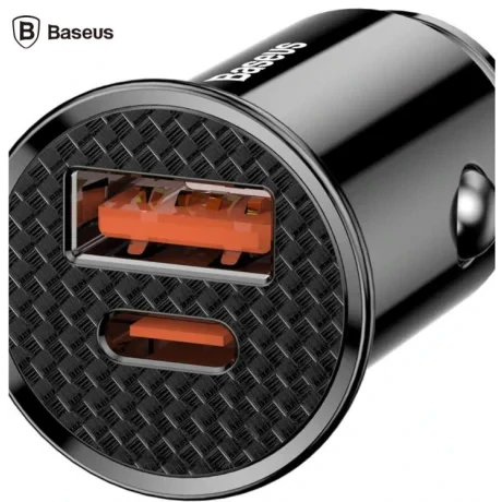 Incarcator Auto Baseus Circular Plastic PPS 1 x USB si 1 x USB Type-C total output 30W Negru