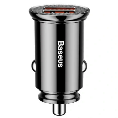Incarcator auto Baseus Circular Plastic Quick Charge 30W 2 x USB Negru
