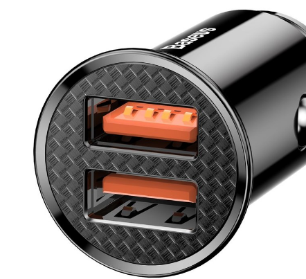 Incarcator auto Baseus Circular Plastic Quick Charge 30W 2 x USB Negru thumb