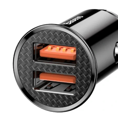 Incarcator auto Baseus Circular Plastic Quick Charge 30W 2 x USB Negru