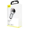 Incarcator Auto Baseus Digital Display 2 x USB total output 24W afisaj digital Argintiu